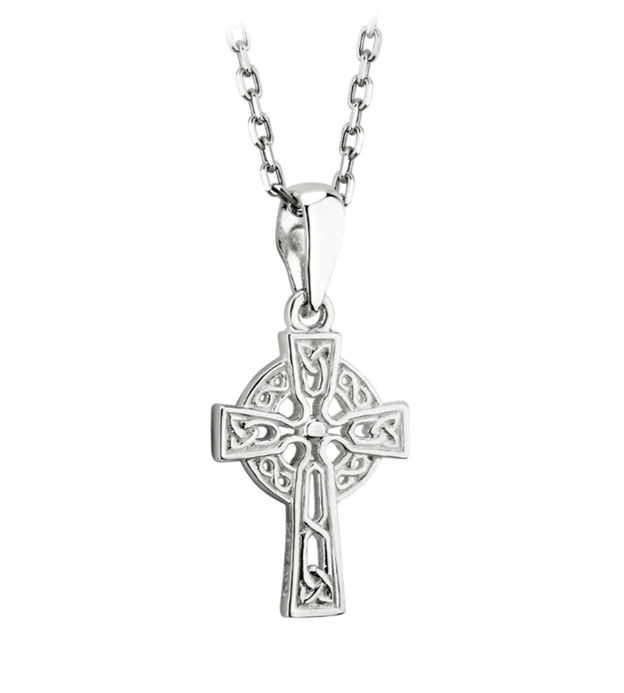 Silver Tiny Filagree Celtic Cross Pendant Necklace
