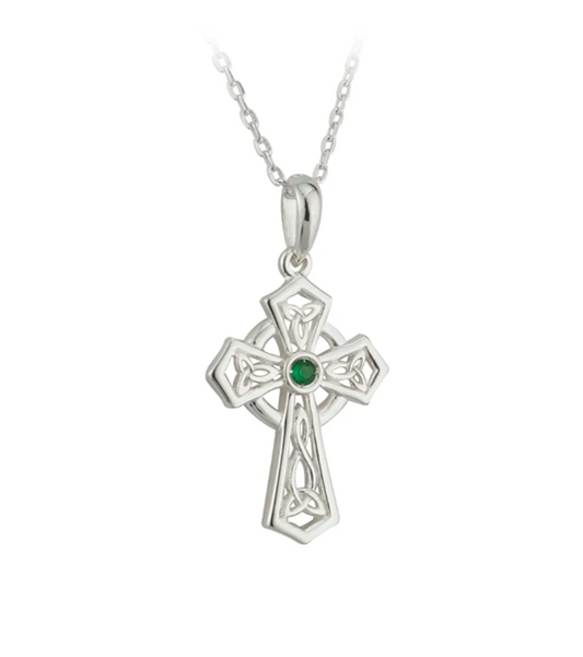 Silver Trinity Knot Cross Pendant Necklace