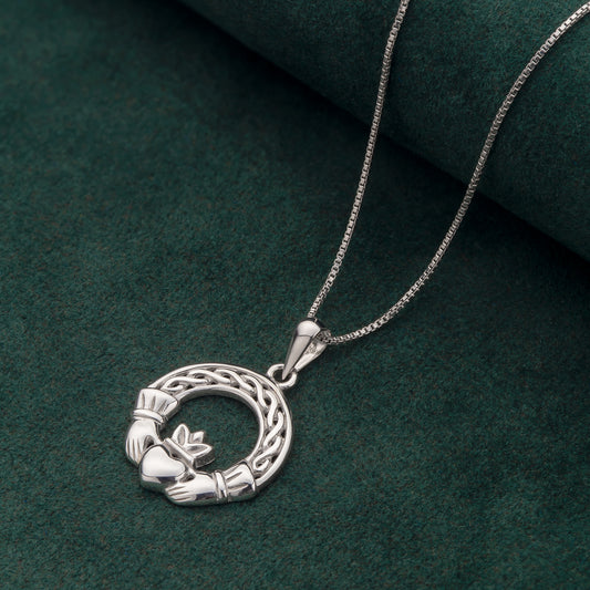 Silver Celtic Claddagh Pendant