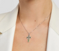 Silver Small Marble Cross Pendant