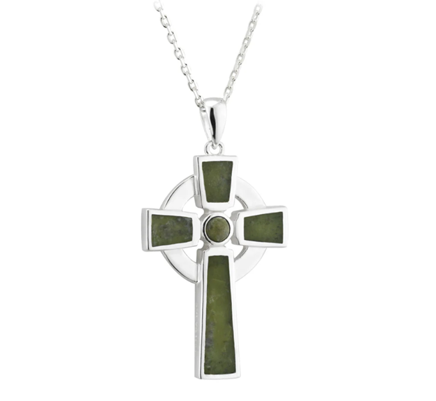 Silver Small Marble Cross Pendant