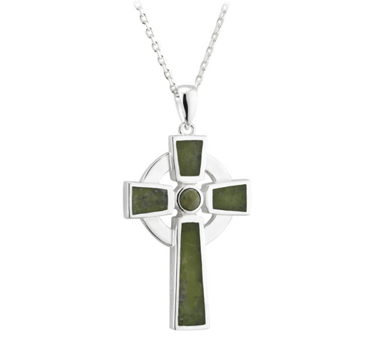 Silver Small Marble Cross Pendant