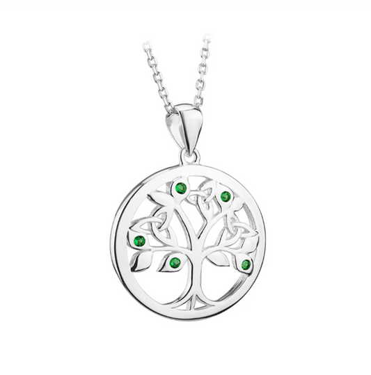 Silver Crystal Tree Of Life Pendant