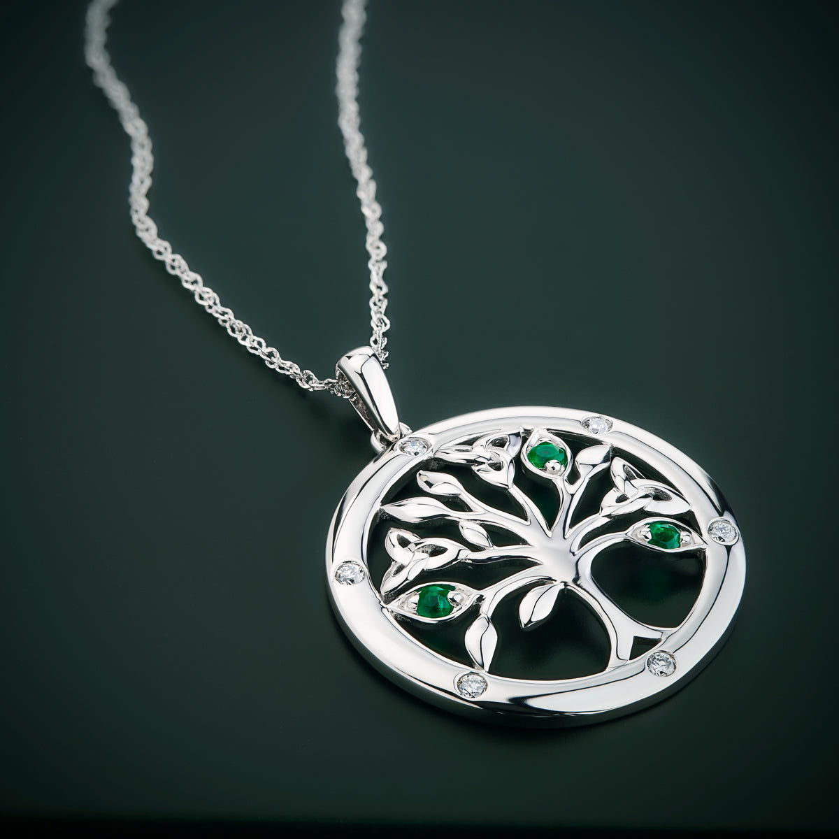Silver Crystal Tree Of Life Pendant