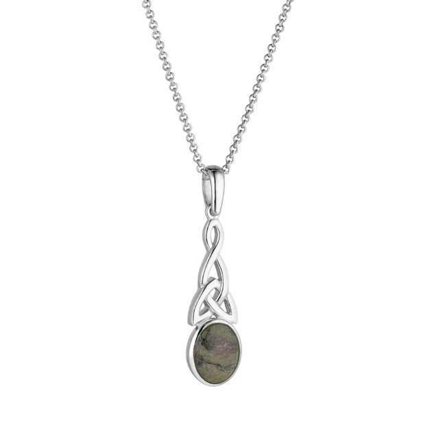 Connemara Marble Long Trinity Knot Pendant