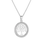 Silver Cz Round Tree Of Life Necklace