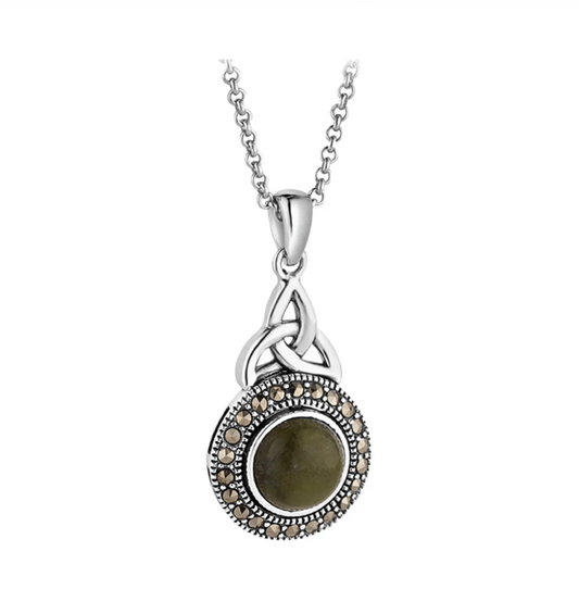 Silver Marble & Marcasite Trinity Necklace