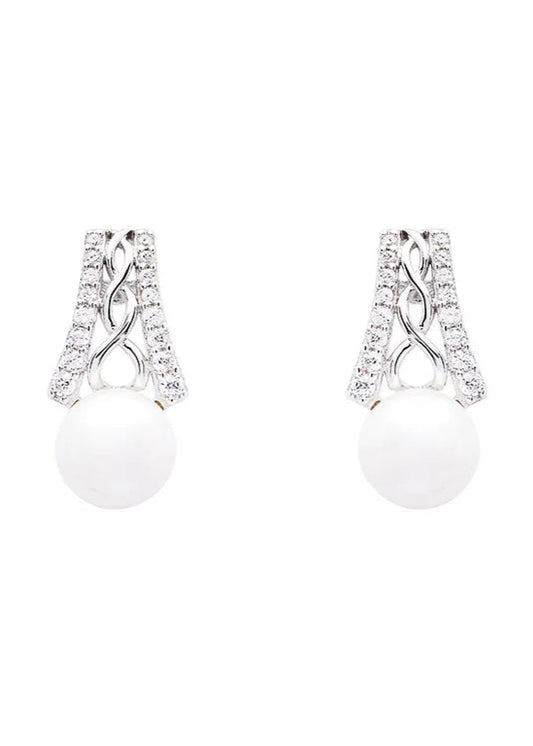 Sterling Silver Trinity Knot Pearl Earrings