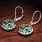 Green Malachite Sterling Silver Tree of Life Drop Earrings