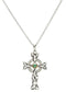 Trinity Knot Diamond & Emerald Silver Celtic Cross Necklace