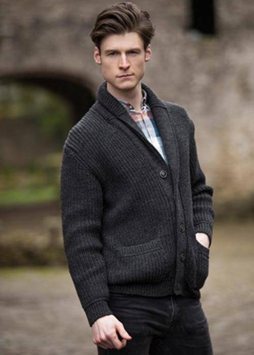 Aran Craft Ribbed Shawl Cardigan