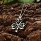 Sterling Silver CZ Emerald Shamrock Necklace