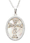 Sterling Silver Mother of Pearl Celtic Cross Medallion Pendant with White Crystals