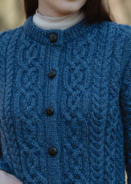 Ladies Aran Button Cardigan