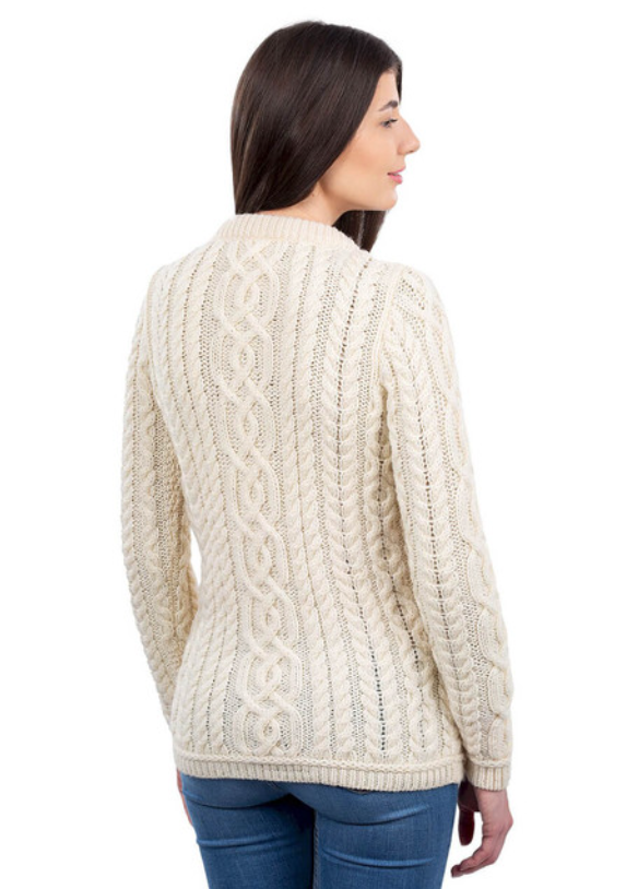 Ladies Aran Button Cardigan