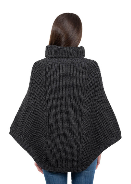 Cable Knit Cowl Neck Poncho