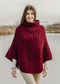 Cable Knit Cowl Neck Poncho