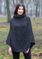 Cable Knit Cowl Neck Poncho