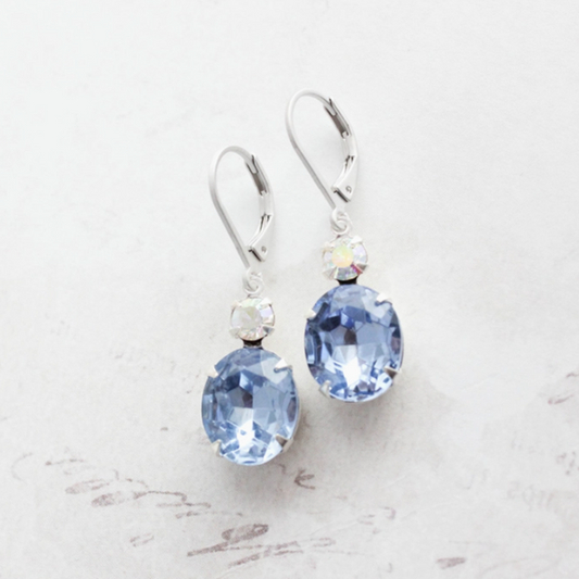 Vintage Glass - Oval Drop Sapphire Blue