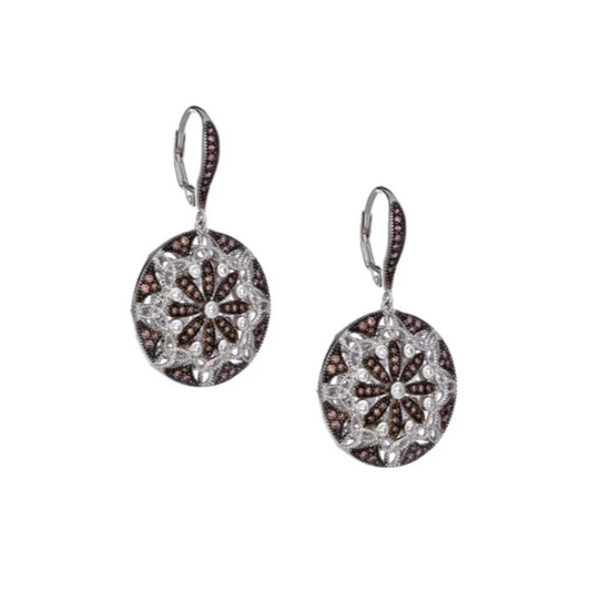 Silver Night & Day Round Starburst Earrings