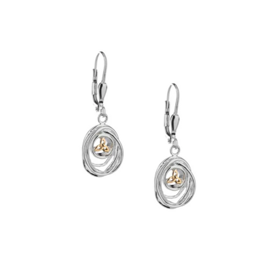 Silver and 10k Gold Celtic Cradle of Life Drop Earrings