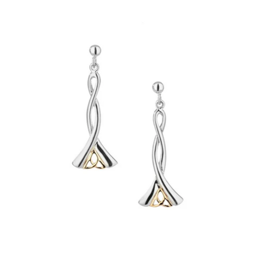 Silver and 10k Gold Trinity Post Dangle Earrings