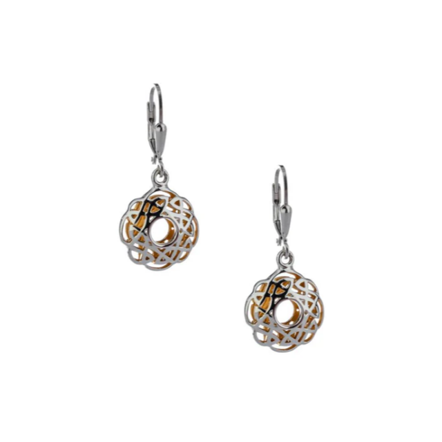 Silver with 22k Gold Gilding Window to the Soul Scalloped Earrings