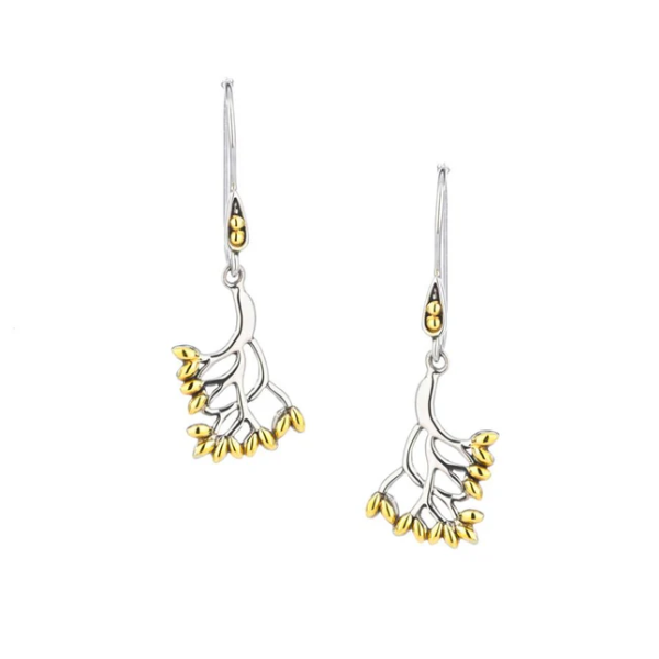 Silver and 18k Gold Tree of Life Hook Earrings Small