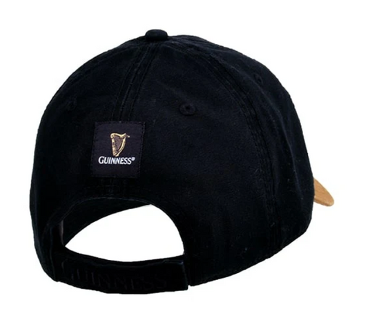 Guinness Baseball Cap Black & Caramel with Leather Patch