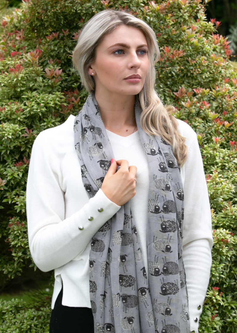 Erin Knitwear Sketched Sheep Scarf