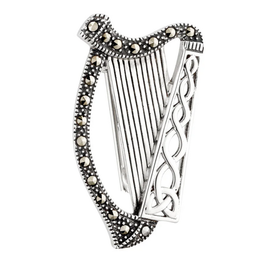 Solvar Silver Harp Celtic Brooch