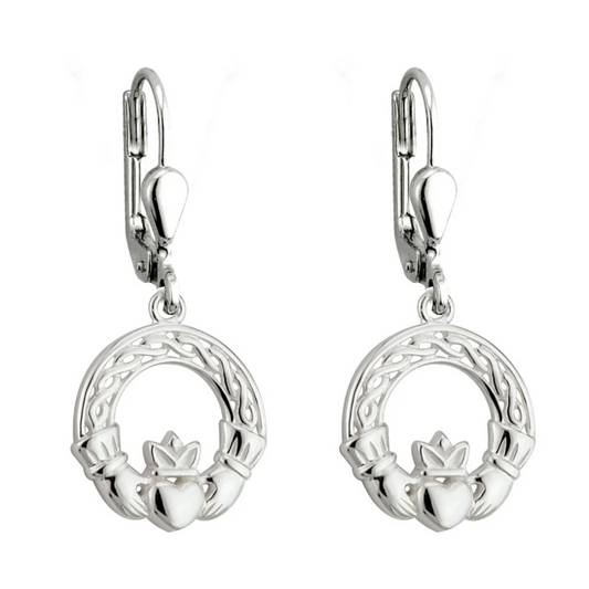 Solvar Silver Celtic Claddagh Drip Earrings