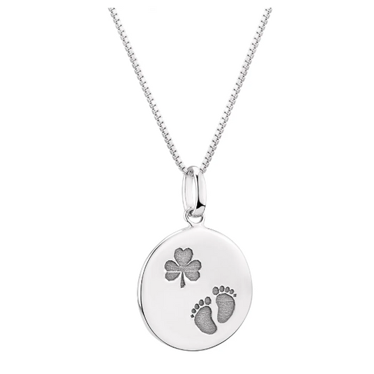 Solvar Silver Shamrock Baby Feet Disc Pendant