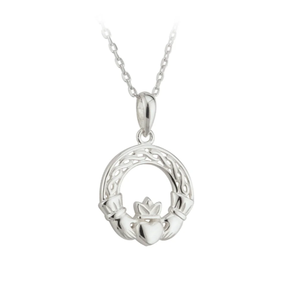 Solvar Silver Celtic Claddagh Pendant