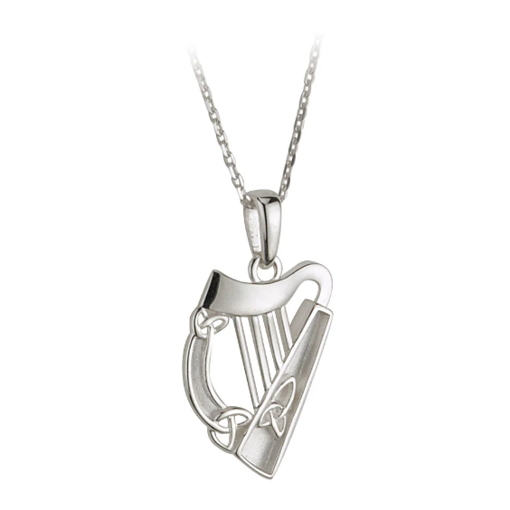 Solvar Silver Irish Harp Pendant