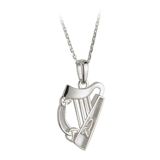 Solvar Silver Irish Harp Pendant