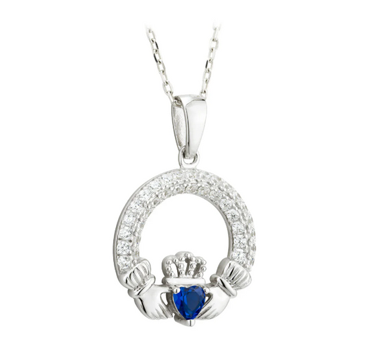 Solvar September Birthstone Claddagh Pendant