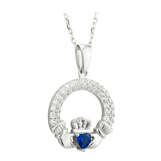 Solvar Birthstone Claddagh Necklace