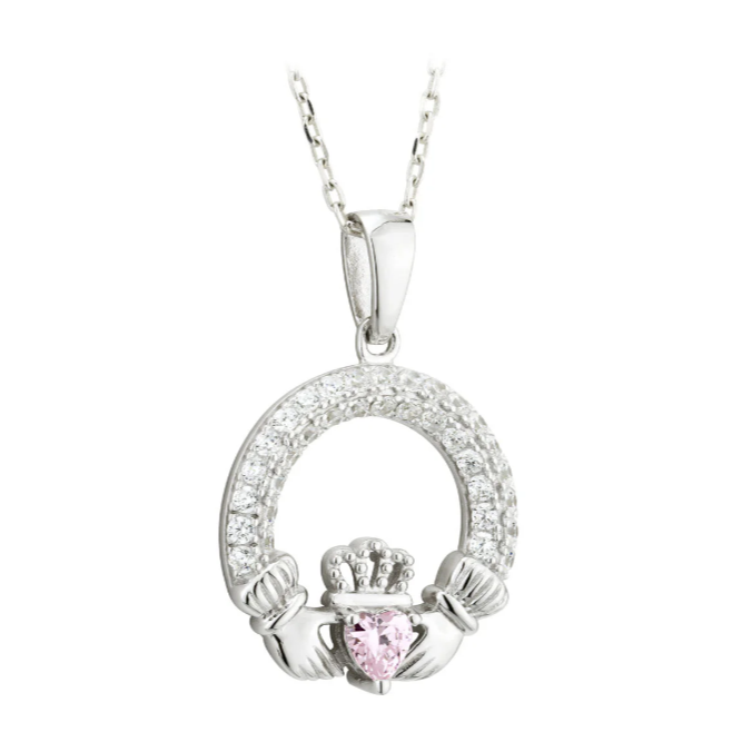 Solvar Birthstone Claddagh Necklace