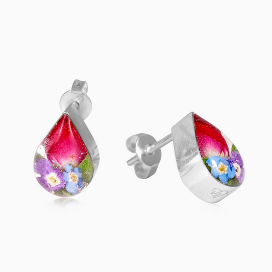 Mixed Flower Earrings Stud Teardrop