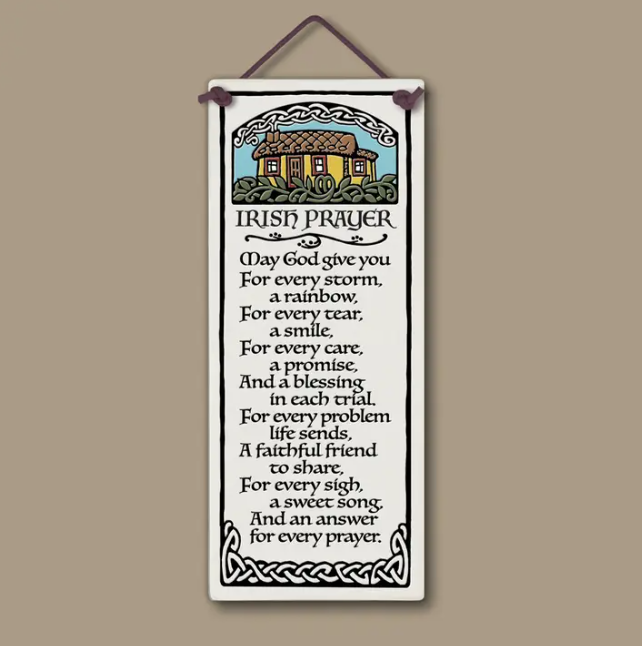 Ceramic Hand Glazed Tile - Irish Prayer