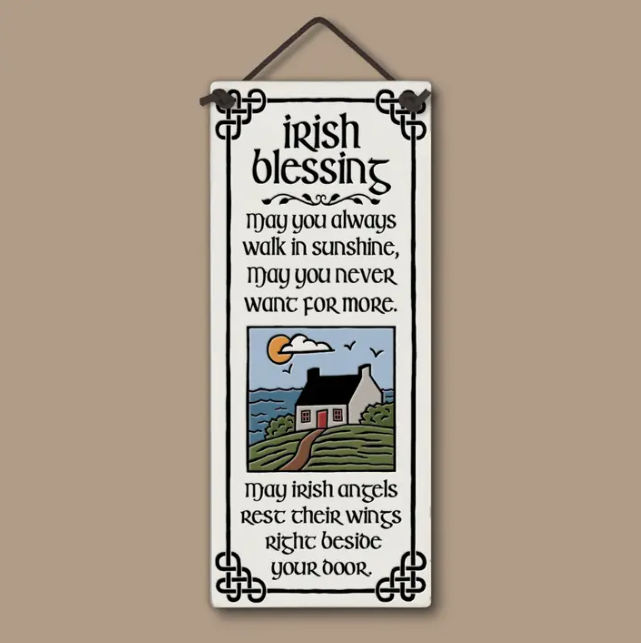 Ceramic Hand Glazed Tile - Irish Angels Blessing