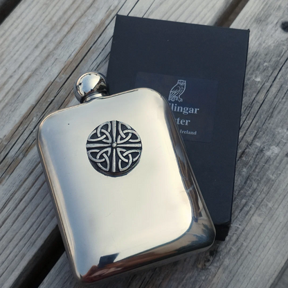 Pewter Drinks Flask with Irish Embellishment