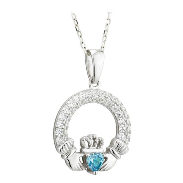 Solvar Birthstone Claddagh Necklace