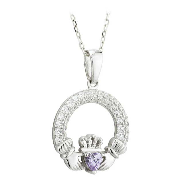 Solvar Birthstone Claddagh Necklace