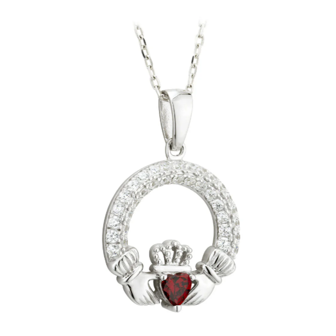 Solvar Birthstone Claddagh Necklace