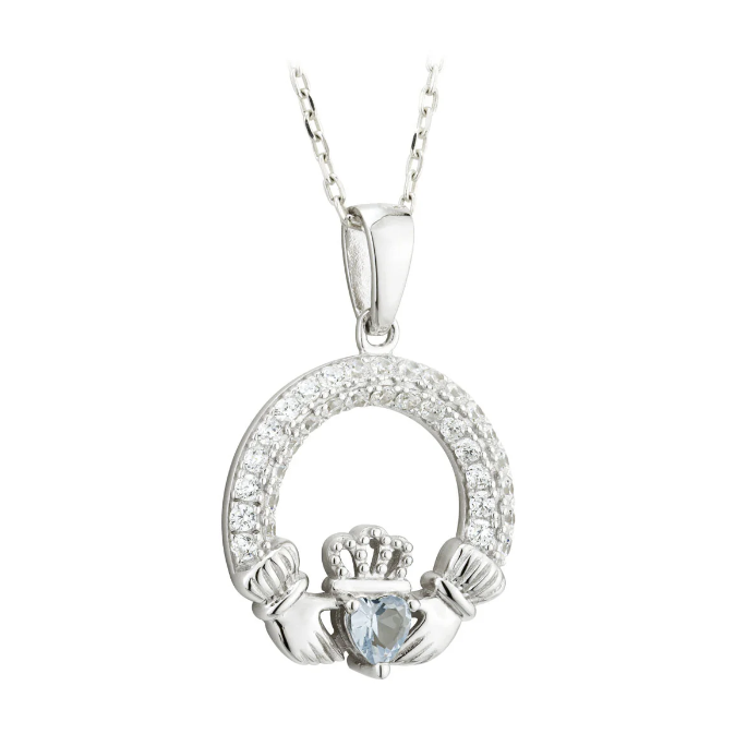 Solvar Birthstone Claddagh Necklace