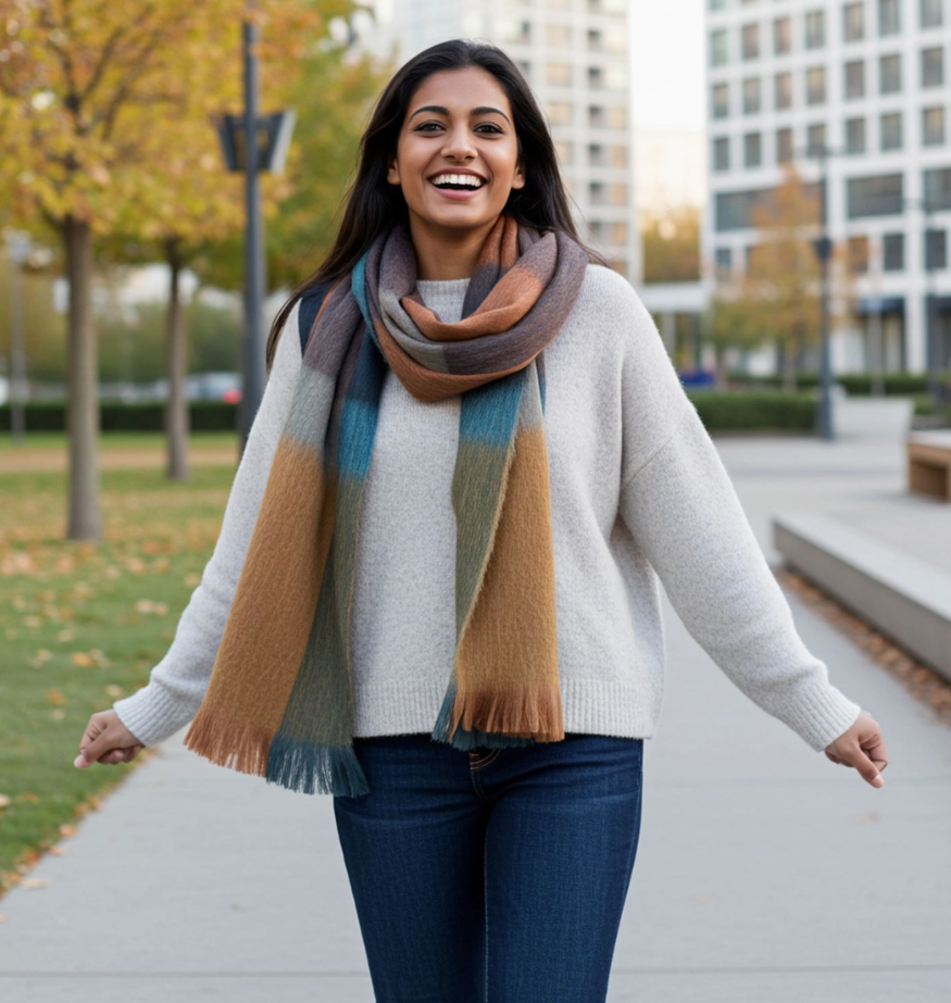 Women's Alpaca Blend Plaid Scarf
