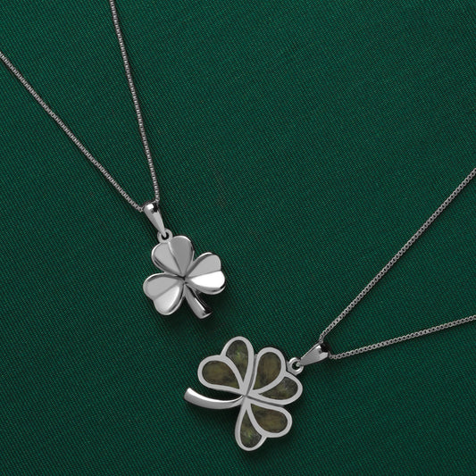 Green Marble Shamrock Necklace