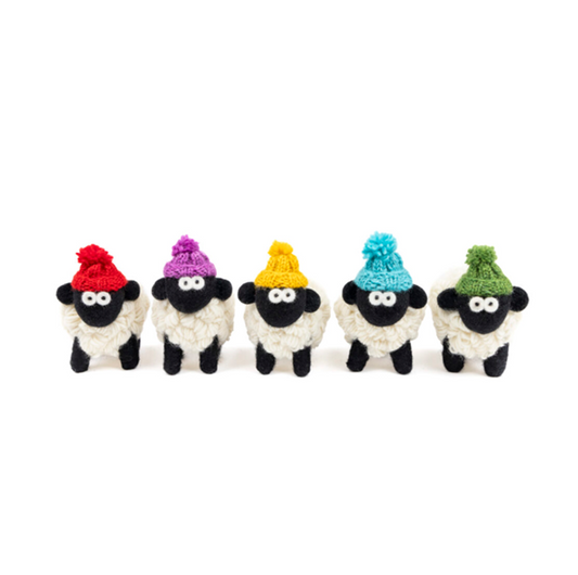 Knitted Sheep - Bobble Hat Black Face (Medium)